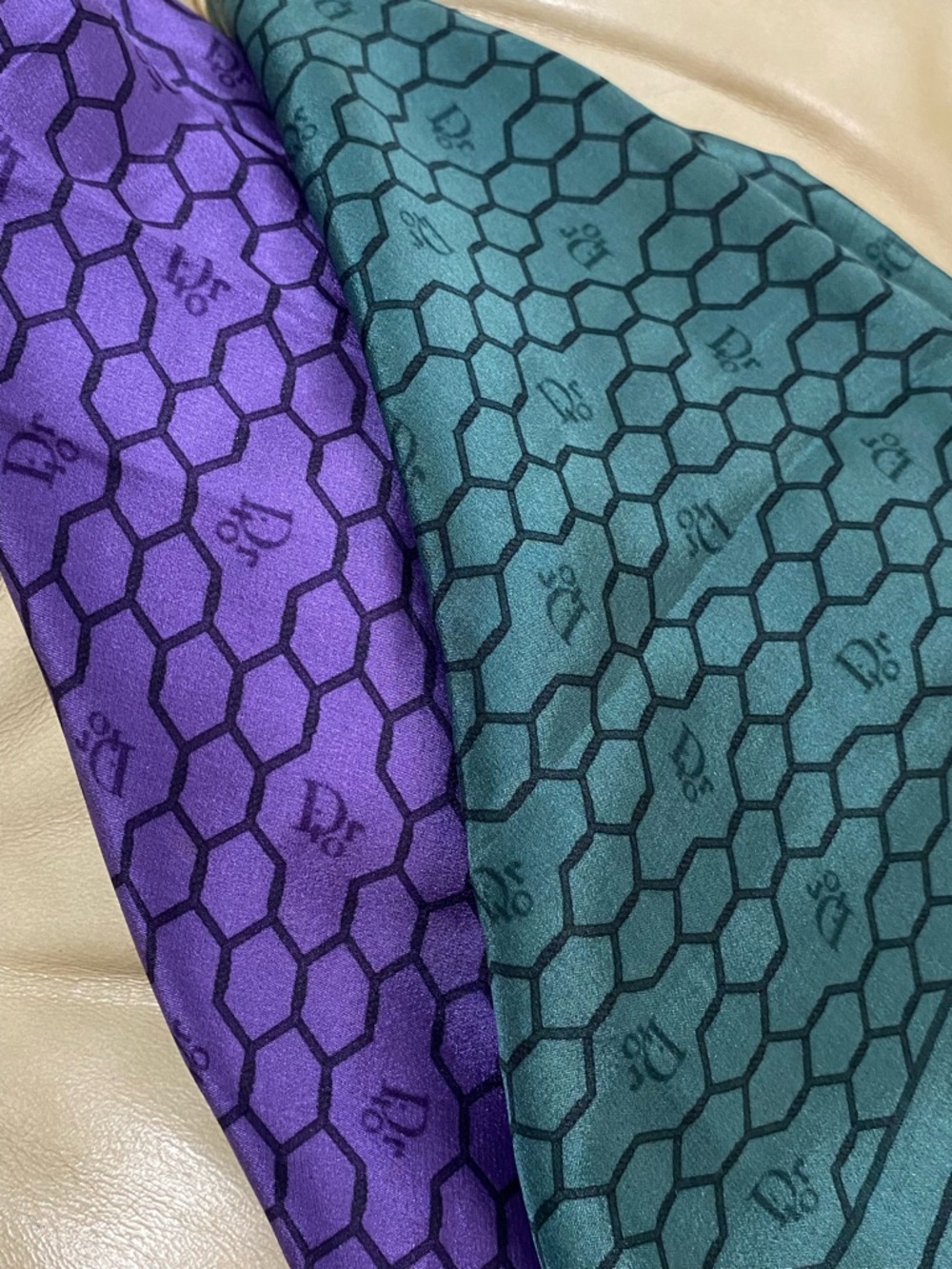 DIOR Vintage Silk Scarf Set Scarves 24" Square Monogram Logo